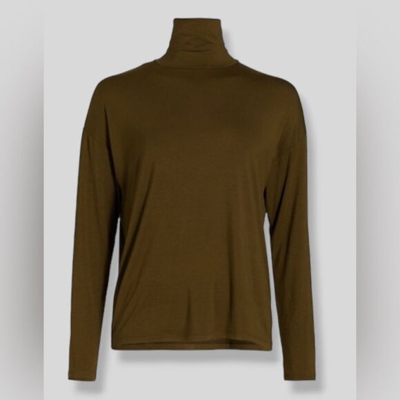 $145 Vince Women's Green Easy Long Sleeve Modern Turtleneck Stretch Top Size XXS - Picture 1 of 9